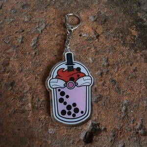 Acryl Anime und Manga Cartoon Schlüsselbund und Schlüsselring | Von Helden inspiriertes Sammlerstück für Fans von Chibi Style Bubble Tea