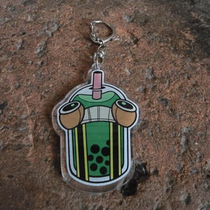 Acrylic Anime and Manga Cartoon Keychain and Keyring | Hero-Inspired Collectible for Fans Chibi Style Cute Hero Bubble Tea Boba