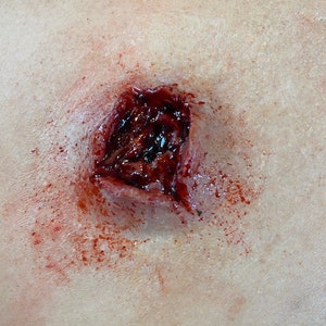 SFX Small Exit Bullet Wound or Open Wound Silicone Prosthetic | SFX Makeup | Halloween | Cosplay