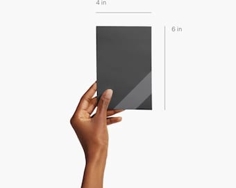 May include: A dark gray card with a light gray diagonal stripe. The card is 4 inches wide and 6 inches tall.