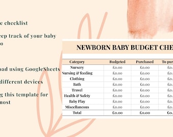 Newborn Baby Budget Checklist | Google Sheets Template (Digital Download)