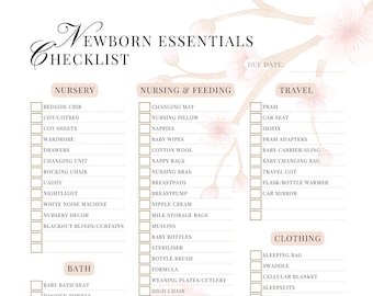 Lista de artículos esenciales para recién nacidos / Registro de regalos para bebés (Descarga digital)