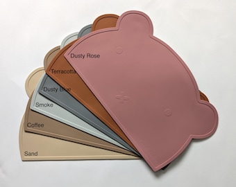 Mantel individual de silicona con forma de oso / Vajilla infantil, libre de BPA.