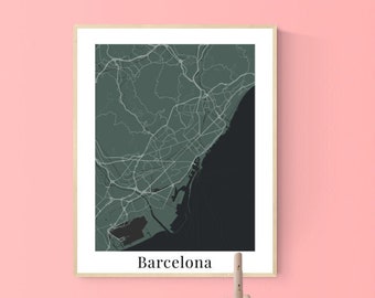 Barcelona Spain city map Digital download of ESP poster | Instant download