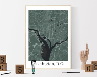 Washington, D.C. city map Digital download of WAS DC poster | INSTANT download | wall decor | personalized | custom | wall art