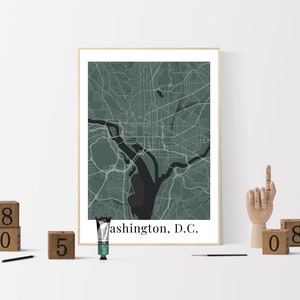Washington, DC stadskaart Digitale download van WAS DC poster | DIRECT downloaden | wandinrichting | gepersonaliseerd | aangepast | muurkunst