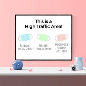 Face Mask Required High Traffic Area Sign PDF INSTANT Download | Customizable |  for Stores, Shops, Schools, Social Gatherings, Events