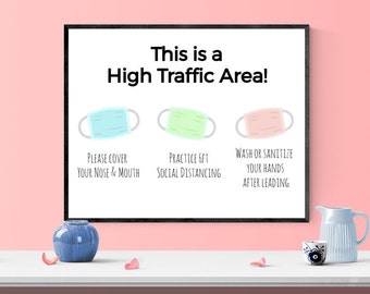 Face Mask Required High Traffic Area Sign PDF INSTANT Download | Customizable |  for Stores, Shops, Schools, Social Gatherings, Events
