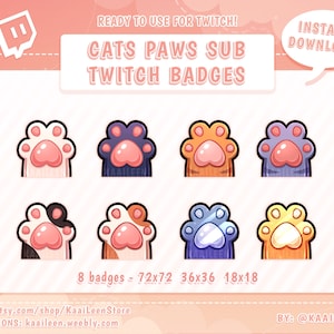 KATZEN PFOTEN Twitch Sub Badges | Gebissabzeichen | Emotes für deinen Kanal | Twitch Grafiken