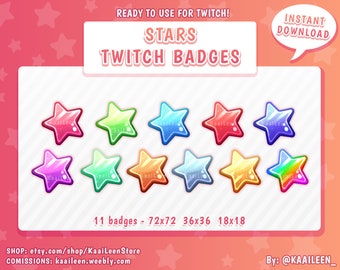STARS Twitch Sub Badges | Bit Badges | Streamer Emotes | Twitch Graphics