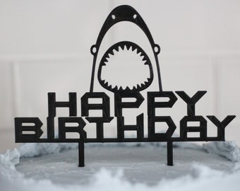 Shark Happy Birthday Cake Topper