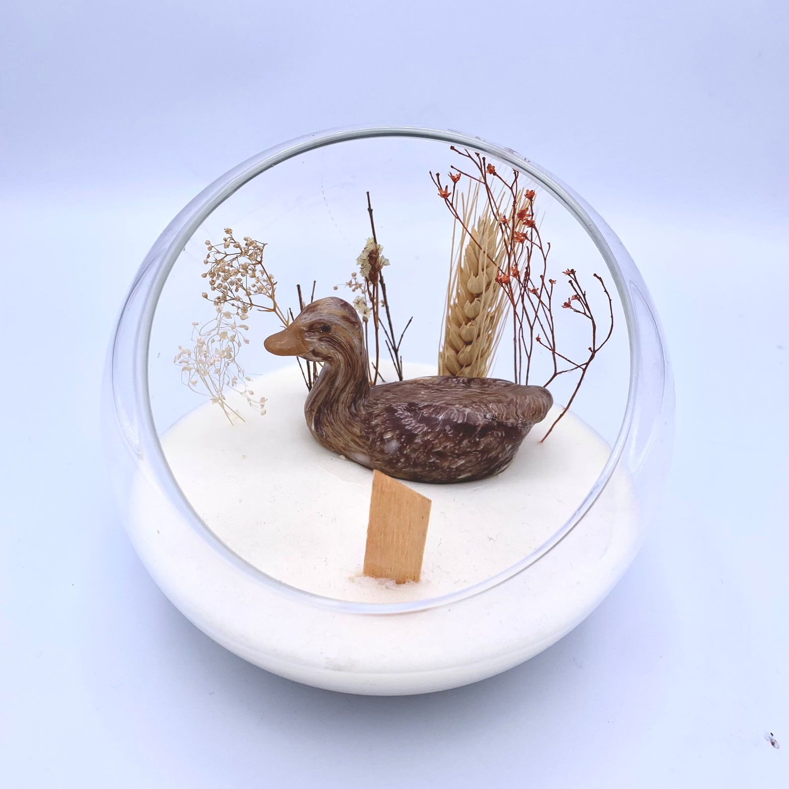 Glass Candle With Goose Etsy