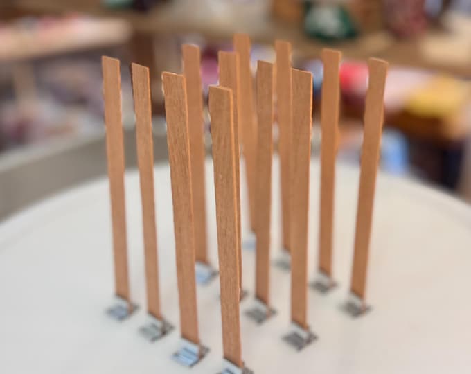 12 Pack Supplies Wood Candle Wicks, Natural Wooden Candle Wicks, Candle Making DIY, Impregnated Wooden Wicks, Handmade Soy Wax Candle Wick
