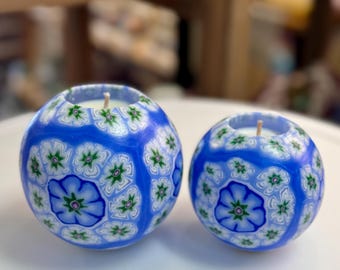 Millefiori Scented Ball Candle: Handcrafted Floral Wax, Made in USA