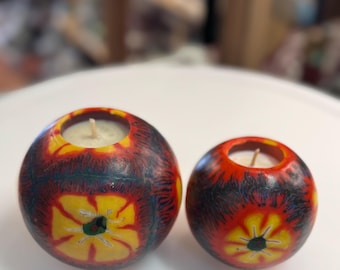 Plumeria Scented Ball Candle: Handcrafted Millefiori Wax Candle