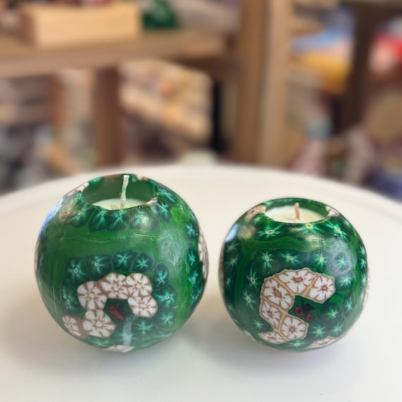 Floral Scented Ball Candle: Handcrafted Green Paraffin Wax