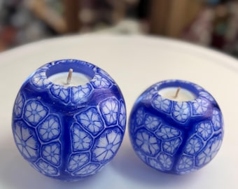 Handcrafted Indigo Millefiori Scented Candle - Made in USA