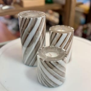 Pillar Translucent Candle Gray & white