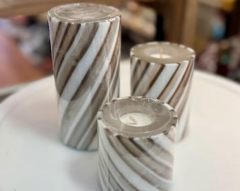 Pillar Translucent Candle Gray & white