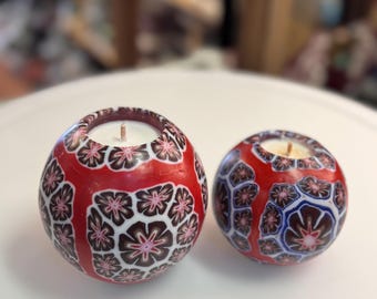 Red Cloisonne Translucent Floral Scented Handmade Ball Candle