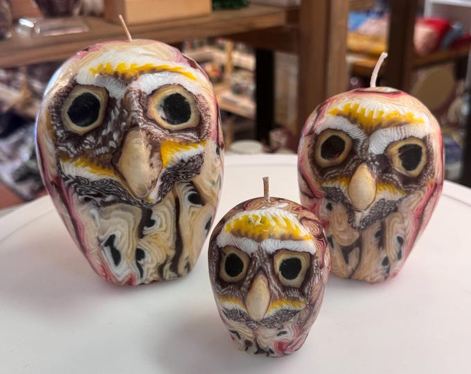 Night Owl Candle, Animal Shaped Candle, Scented Owl Candle, Colourful Candles Kitsch, Brown Owl Bird Candle, Gifts for Owl Bird Lovers