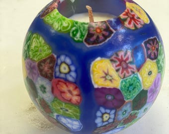 Handmade candles ,Blue =borderd persian carpet pattern