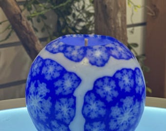 Blue Snow Scented Candle: Christmas Poinsettia Millefiori, Made in USA