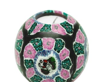 Handcrafted Millefiori Scented Sphere Candle: Floral Glow, Made in USA