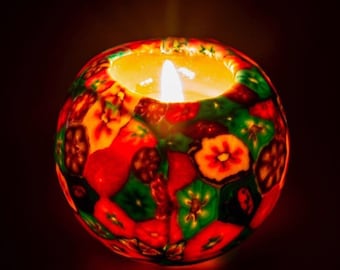 Floral Scented Ball Candle: Handmade Paraffin Wax Candle Art