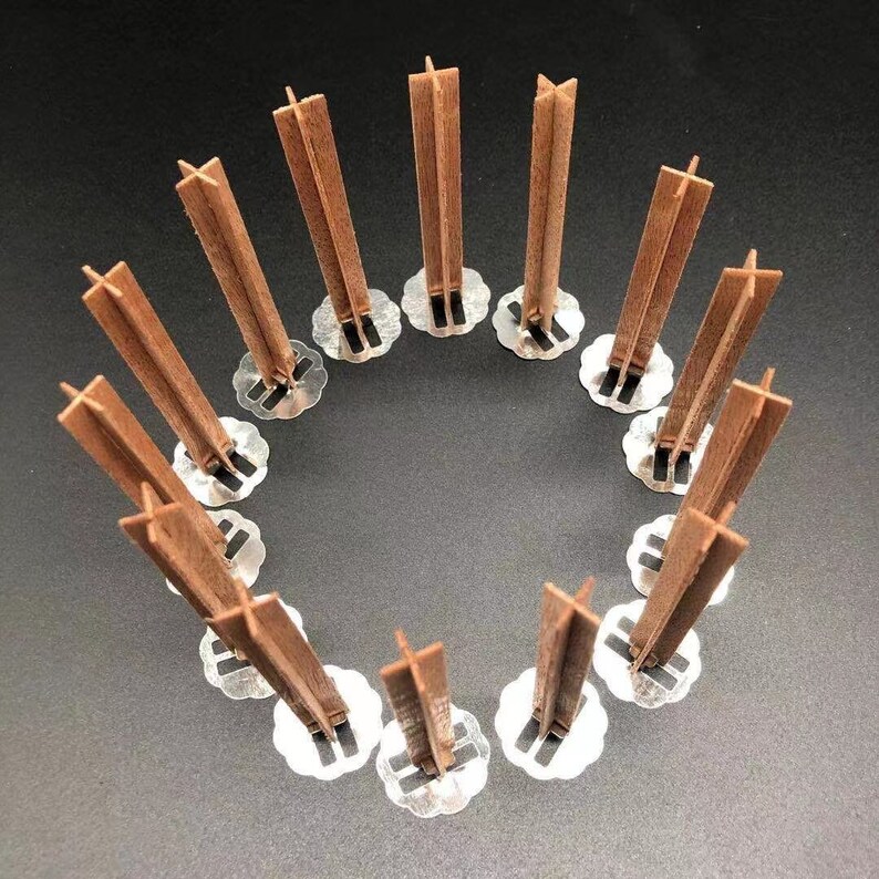 8 Wooden Wicks 16 Pcs 8 Steel Bottom Presoaked With Fully Etsy