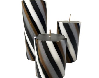 Pillar Translucent Candle Black & White