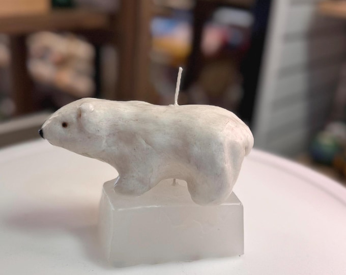 Scented Polar Bear Candle, Polar Bear Candle, Artistic Bear Candle, Animal Shaped Candle, Soy Wax Candle, Handmade Bear Candle Gift