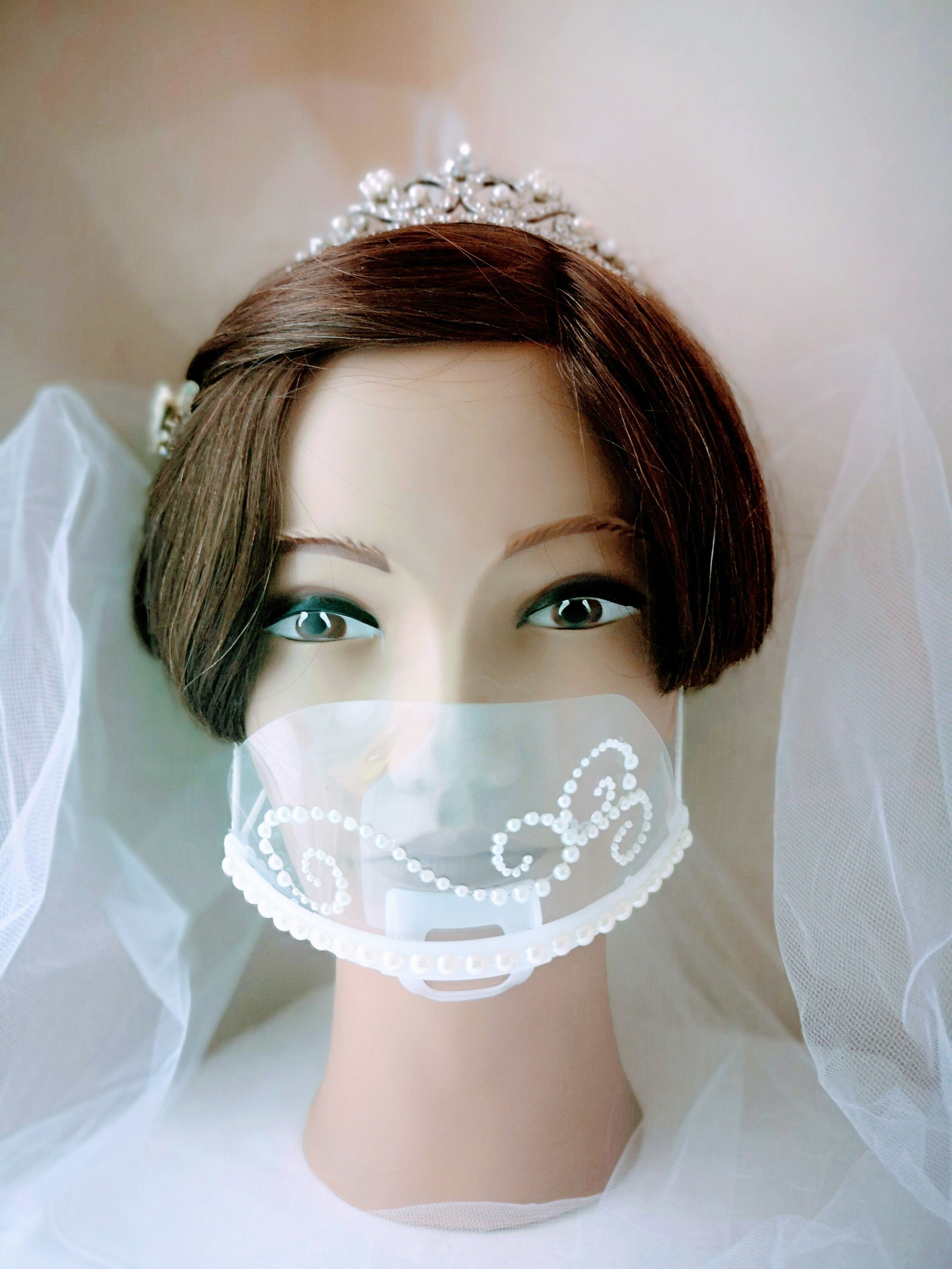 Clear Pearled Bridal Face Mask Wedding Mask Keep Your Etsy Canada