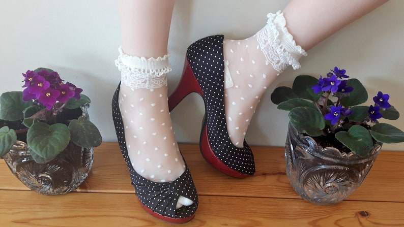 Sheer Ankle Socks for Women/crochet Lace Trim Ankle - Etsy