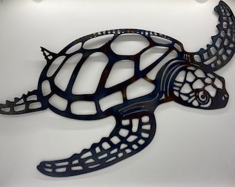 Sea Turtle metal art veteran made