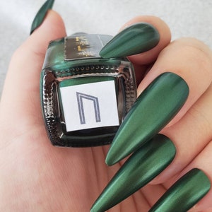 Uruz Forest Green Shimmer Nail Polish, Vegan 10FREE Nail Lacquer, Norse Witch Gifts, Summer Nail Art, Rune Keeper Collection, KOLOnails image 7