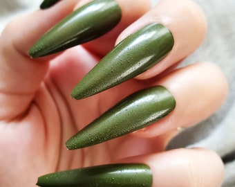 Virgo - Semi Matte Deep Moss Green Grainy Nail Polish, Vegan 10FREE Nail Lacquer, Cool Gifts, Nail Art, Zodiac Collection, KOLOnails