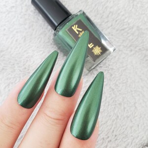 Uruz Forest Green Shimmer Nail Polish, Vegan 10FREE Nail Lacquer, Norse Witch Gifts, Summer Nail Art, Rune Keeper Collection, KOLOnails image 8
