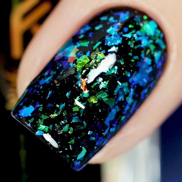 Mermaid Scale - Green/Blue/Gold Intense Color Shifting Flakes Nail Polish, Vegan 10FREE, Nail Art Gifts, Sea Witch Collection, KOLOnails