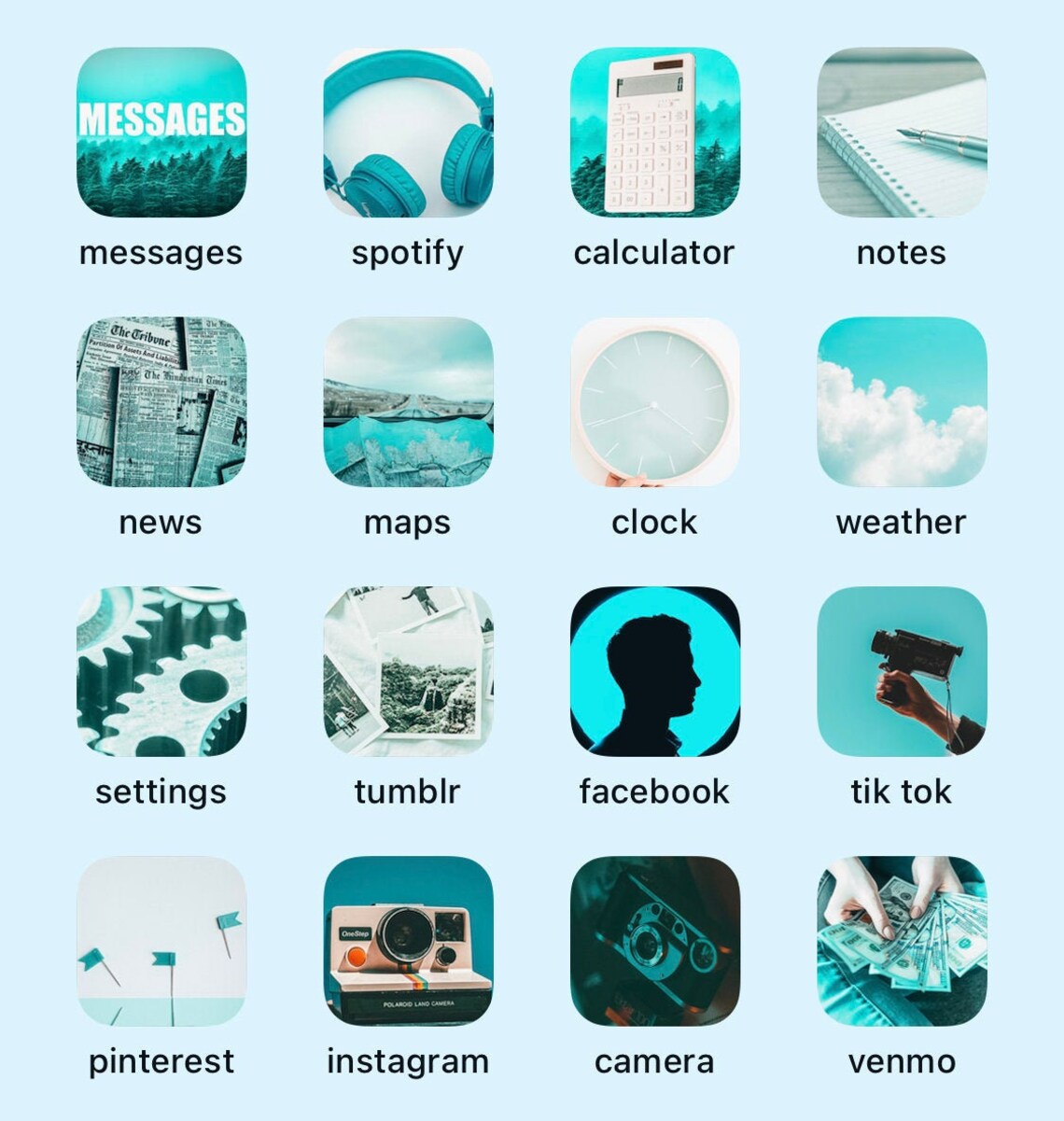 Blue Aesthetic Ios 14 Icons Aesthetic Icons Ios 14 Iphone Icon Etsy