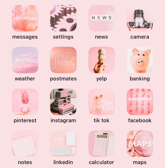 Pink Aesthetic Ios14 App Icons Instant Download Set Of 27 Etsy