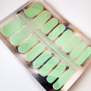 SOL006 &quot;Solid Mint Green&quot; light green solid strips made with 100% Nail Polish - 10 FREE nail polish wraps, nail art, manicure, nail polish