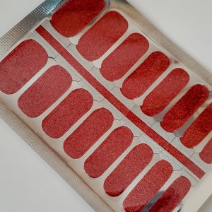 GL006 &quot;Rubies&quot; Ruby Red Super Glittery Nail Polish Strips - 100% Nail Polish, 10-FREE, Nail Stickers, Nail wraps, decals, sparkly solid