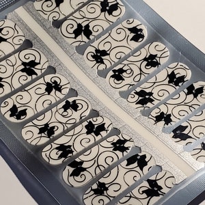 CL013 &quot;Let&#39;s Be Clear Black Diamond Butterfly&quot; butterflies and swirls with silver glitter accents on Clear Overlay- made with 100% polish