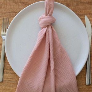Soft Pink Cotton Napkins, Baby Pink Muslin Cheesecloth Napkins, Pastel Pink Cloth Napkins, Waffle Textured Table Napkins