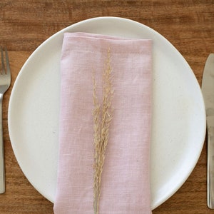 Pastel Pink Linen Napkins, Organic Stonewashed Linen Napkins, Cloth Table Napkins