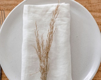 Ivory White Linen Napkins, Soft White Organic Stonewashed Linen Napkins, Cloth Table Napkins