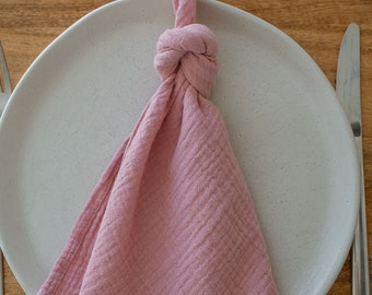 Pink Lavender Cotton Napkins, Pink Muslin Cheesecloth Napkins, Cloth Napkins, Waffle Textured Table Napkins