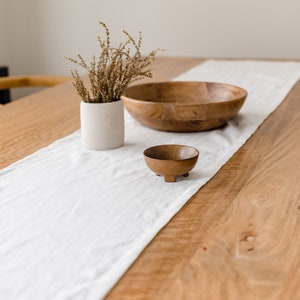 Ivory White Linen Table Runner, Off White Organic Stonewashed Linen Table Runner