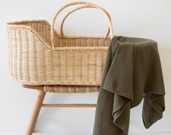Olive Organic Muslin Baby Swaddle Blanket: Lightweight Cotton Wrap